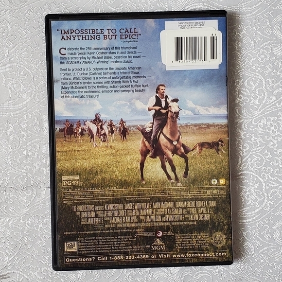 Dances with Wolves DVD Kevin Costner western drama action romance‎ war - Picture 3 of 3